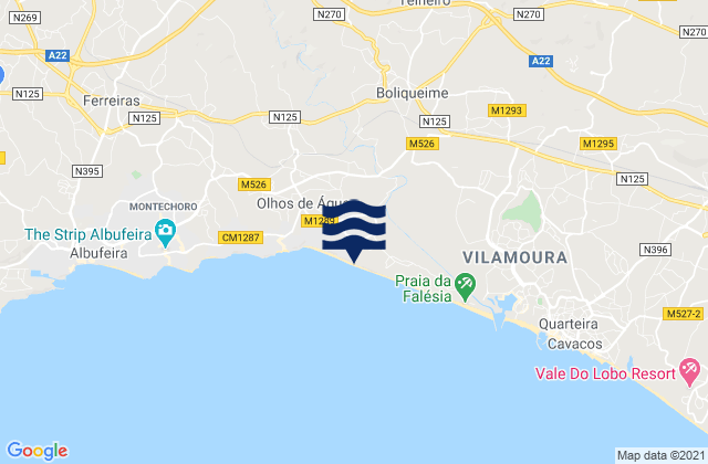 Karte der Gezeiten Praia da Falésia, Portugal