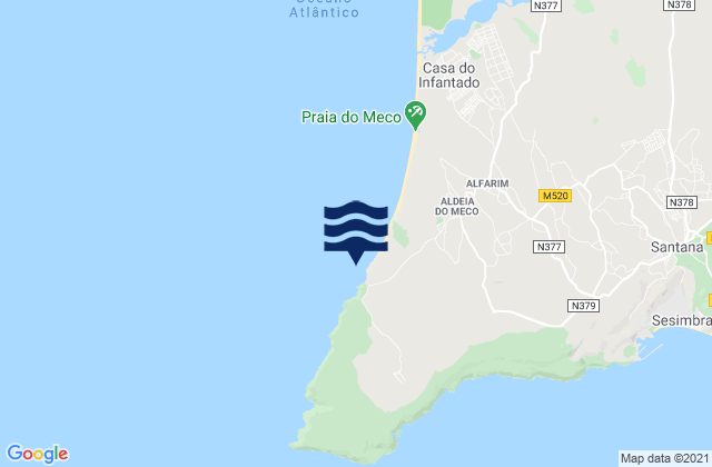 Karte der Gezeiten Praia da Foz Cabo Espichel Sesimbra, Portugal