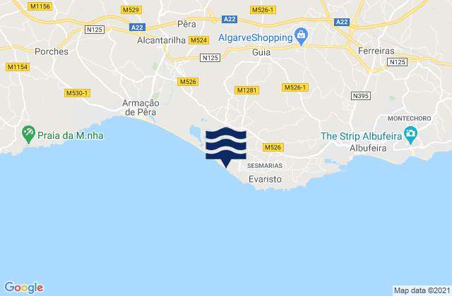 Karte der Gezeiten Praia da Galé, Portugal