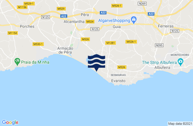 Karte der Gezeiten Praia da Galé Oeste, Portugal