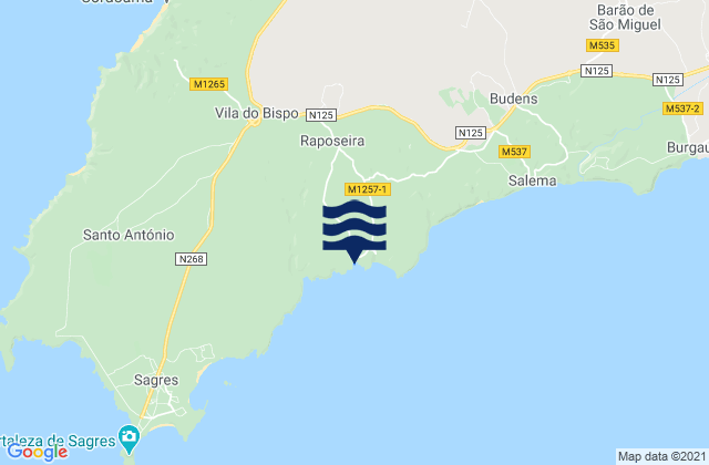 Karte der Gezeiten Praia da Ingrina, Portugal