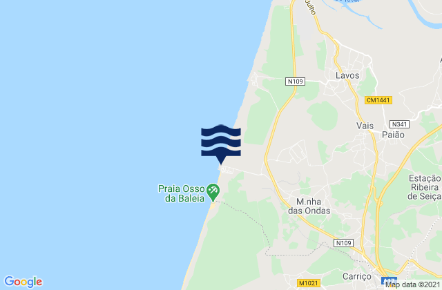 Karte der Gezeiten Praia da Leirosa, Portugal