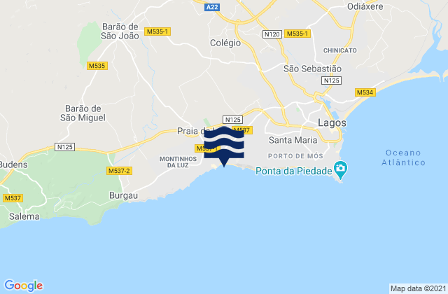 Karte der Gezeiten Praia da Luz, Portugal