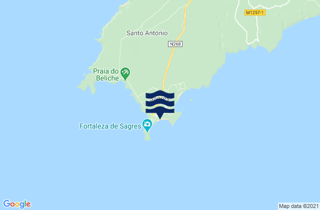 Karte der Gezeiten Praia da Mareta, Portugal