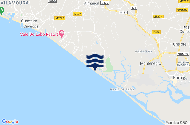 Karte der Gezeiten Praia da Quinta do Lago, Portugal