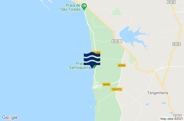 Karte der Gezeiten Praia da Samoqueira, Portugal