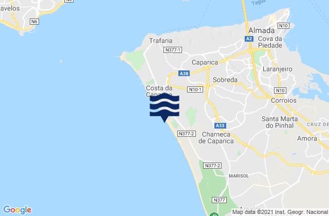 Karte der Gezeiten Praia da Saude, Portugal