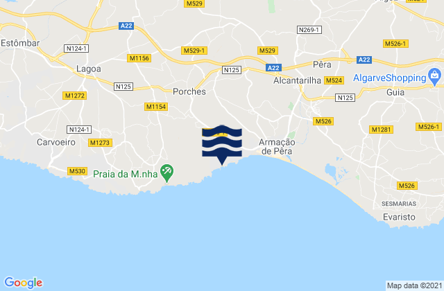 Karte der Gezeiten Praia da Senhora da Rocha, Portugal