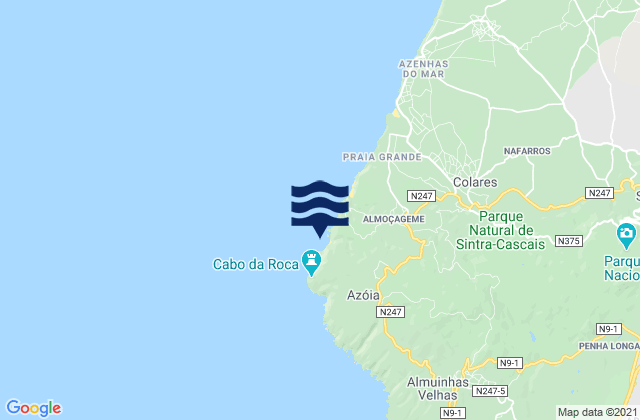 Karte der Gezeiten Praia da Ursa, Portugal