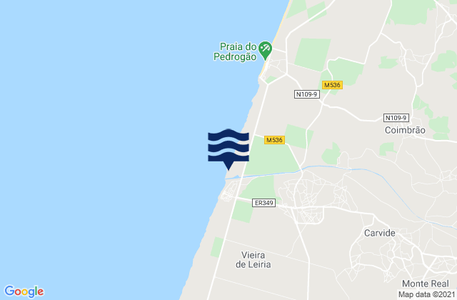 Karte der Gezeiten Praia da Vieira, Portugal