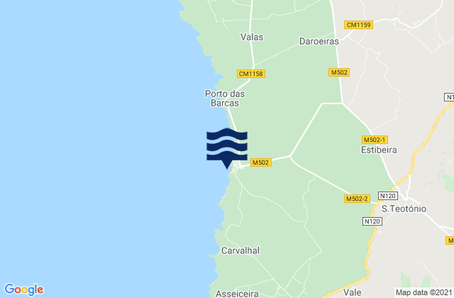 Karte der Gezeiten Praia da Zambujeira, Portugal
