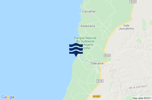 Karte der Gezeiten Praia de Adegas, Portugal
