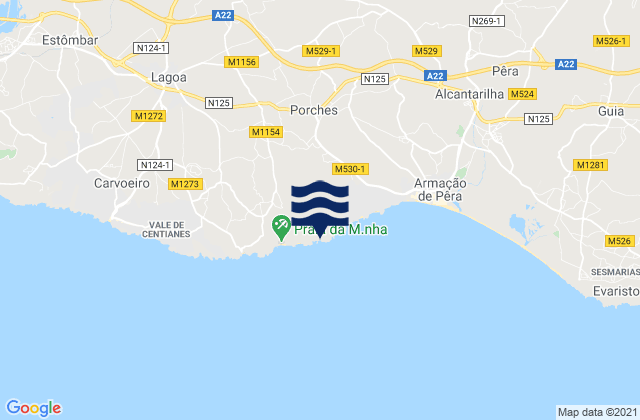 Karte der Gezeiten Praia de Albandeira, Portugal