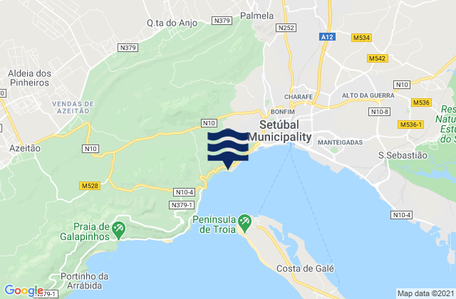 Karte der Gezeiten Praia de Albarquel, Portugal