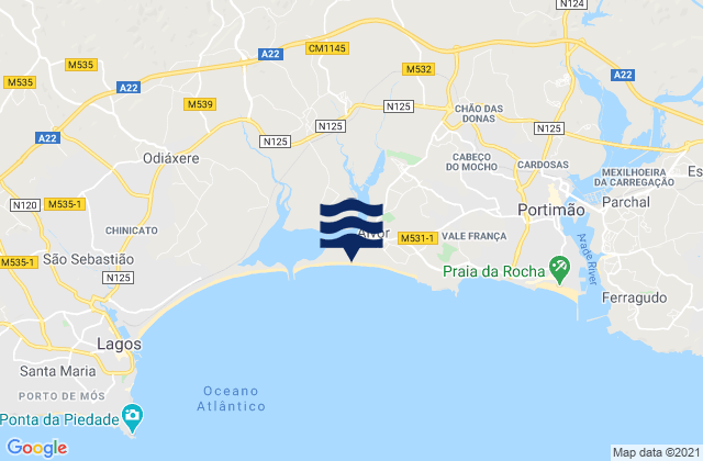 Karte der Gezeiten Praia de Alvor, Portugal