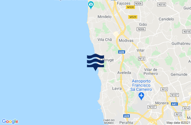 Karte der Gezeiten Praia de Angeiras, Portugal