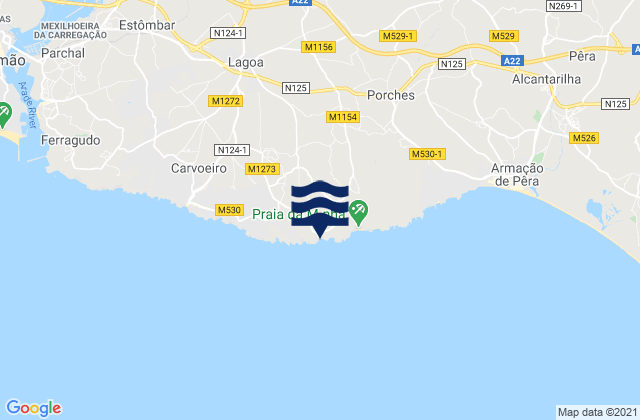 Karte der Gezeiten Praia de Benagil, Portugal