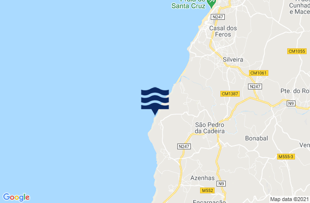 Karte der Gezeiten Praia de Cambelas, Portugal