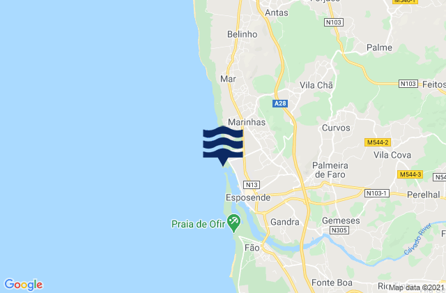 Karte der Gezeiten Praia de Esposende, Portugal