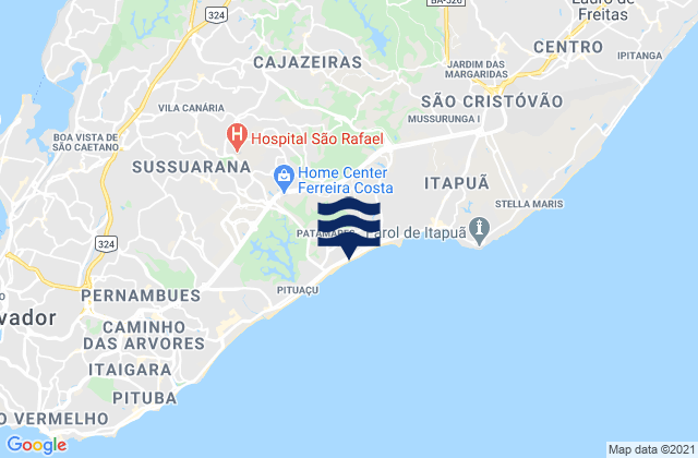 Karte der Gezeiten Praia de Jaguaribe, Brazil
