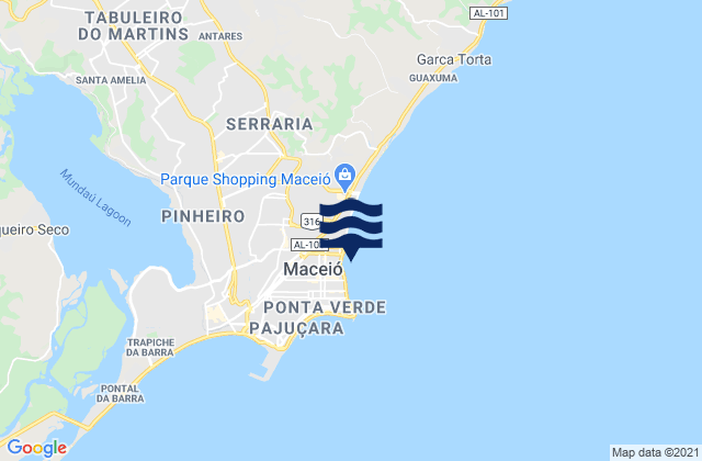 Karte der Gezeiten Praia de Jatiuca, Brazil