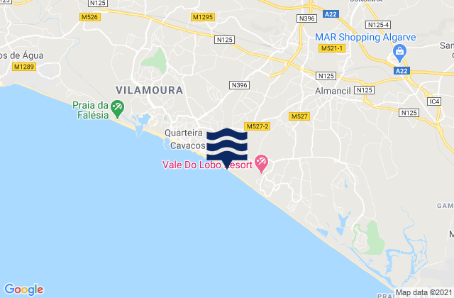 Karte der Gezeiten Praia de Loulé Velho, Portugal