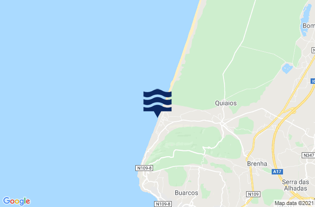Karte der Gezeiten Praia de Quiaios, Portugal