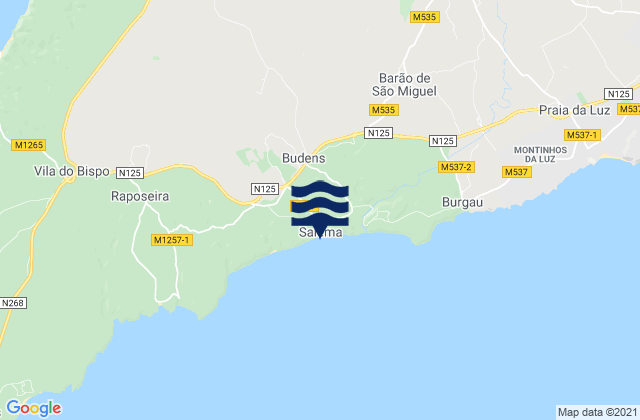 Karte der Gezeiten Praia de Salema, Portugal