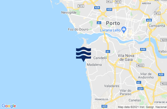 Karte der Gezeiten Praia de Salgueiros, Portugal