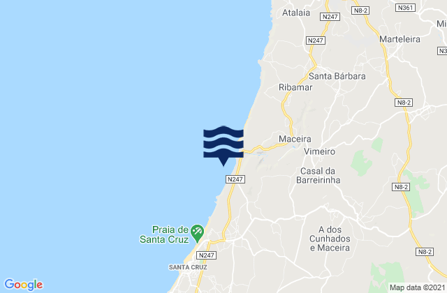 Karte der Gezeiten Praia de Santa Rita, Portugal
