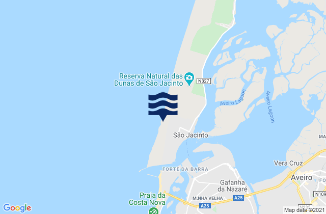 Karte der Gezeiten Praia de São Jacinto, Portugal