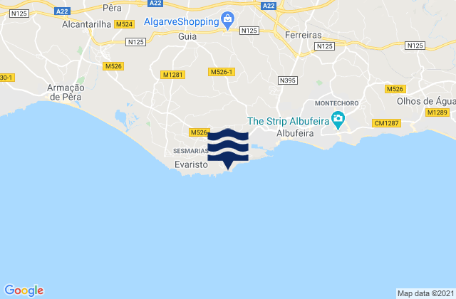 Karte der Gezeiten Praia de São Rafael, Portugal