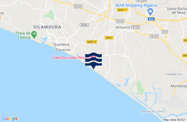 Karte der Gezeiten Praia de Vale do Lobo, Portugal