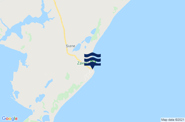 Karte der Gezeiten Praia de Zavora, Mozambique