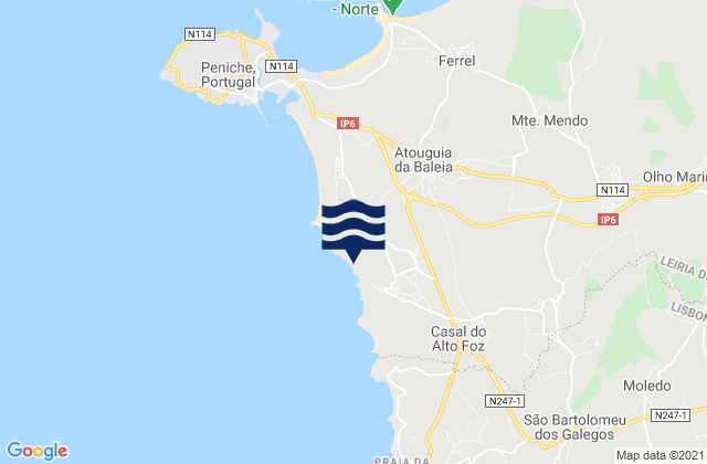 Karte der Gezeiten Praia do Alto de Santa Luzia, Portugal