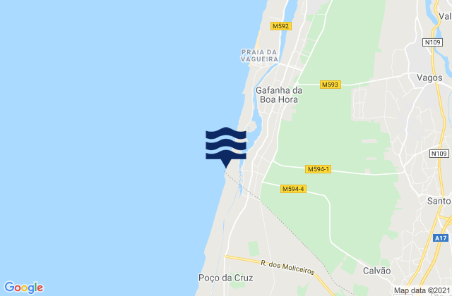 Karte der Gezeiten Praia do Areão, Portugal