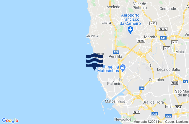Karte der Gezeiten Praia do Aterro, Portugal