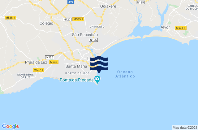 Karte der Gezeiten Praia do Camilo, Portugal