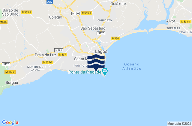 Karte der Gezeiten Praia do Canavial, Portugal