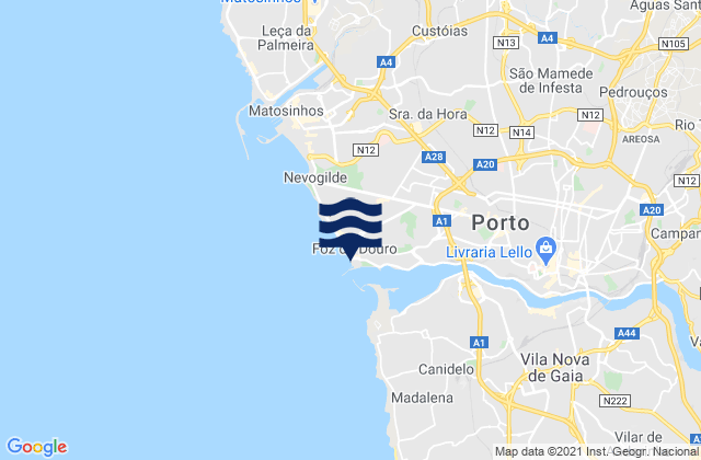 Karte der Gezeiten Praia do Carneiro, Portugal