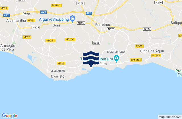 Karte der Gezeiten Praia do Cerro, Portugal