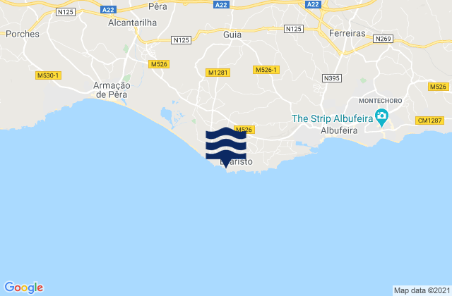 Karte der Gezeiten Praia do Evaristo, Portugal