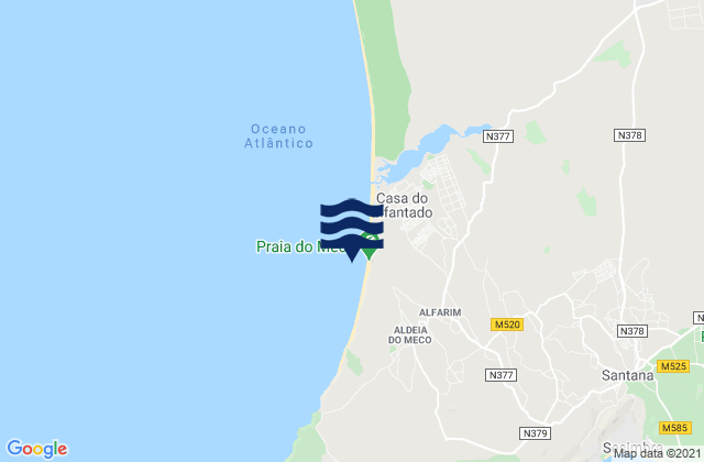 Karte der Gezeiten Praia do Meco, Portugal