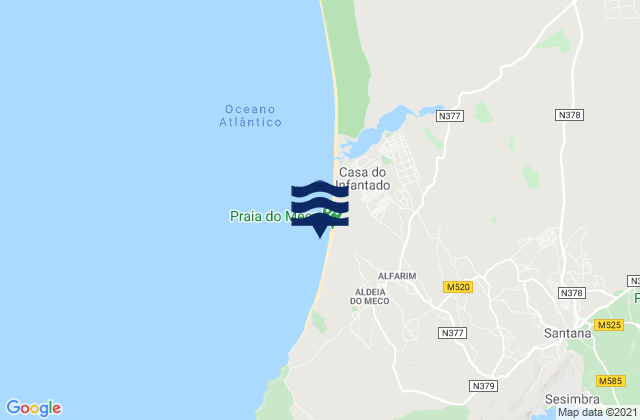 Karte der Gezeiten Praia do Meco, Portugal