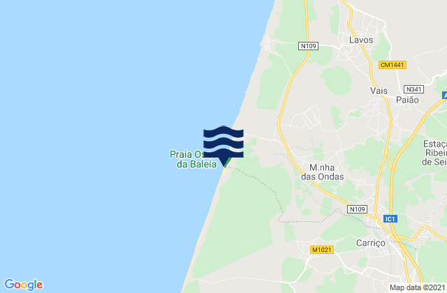 Karte der Gezeiten Praia do Osso da Baleia, Portugal