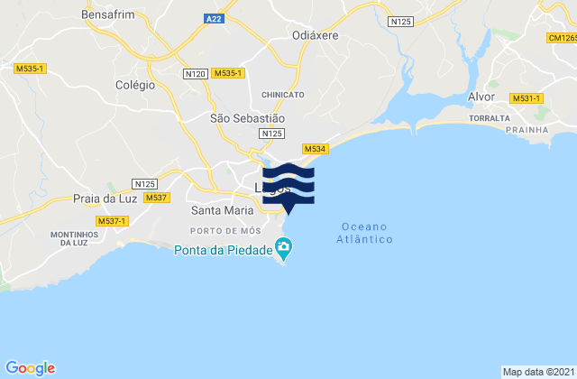 Karte der Gezeiten Praia do Pinhão, Portugal