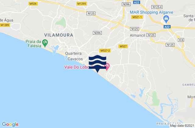 Karte der Gezeiten Praia do Trafal, Portugal