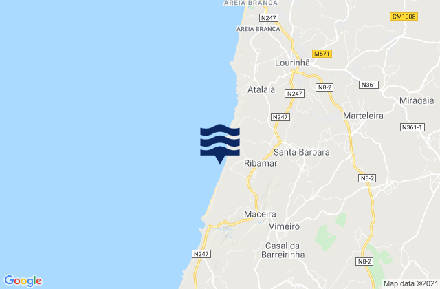 Karte der Gezeiten Praia do Valmitão, Portugal
