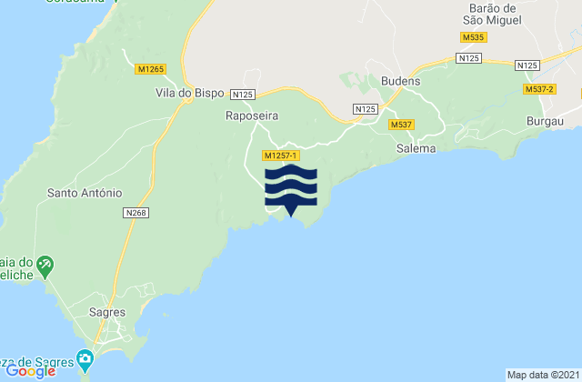Karte der Gezeiten Praia do Zavial, Portugal
