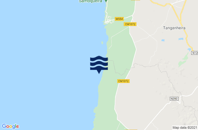 Karte der Gezeiten Praia dos Aivados, Portugal